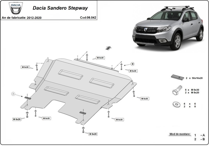 Oceľový kryt motora Dacia Sandero II (2012-2020)