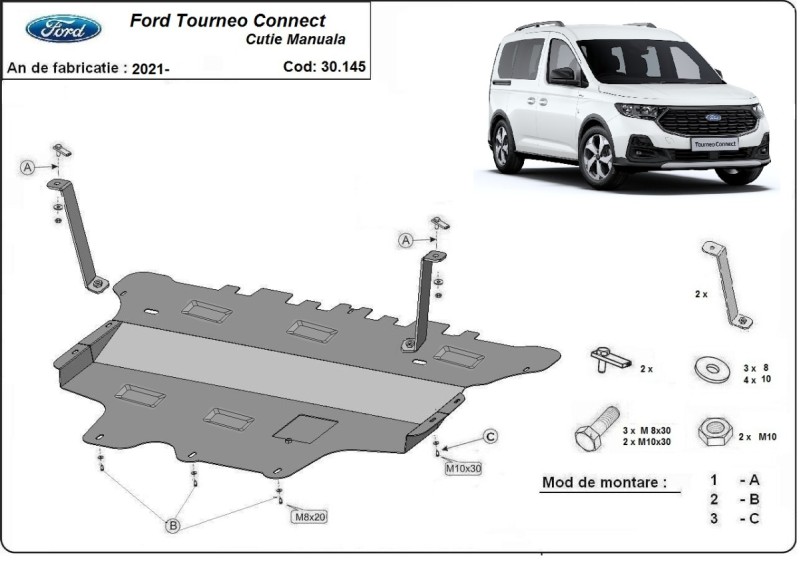 Stalowa Osłona pod silnik Ford Tourneo Connect (2021-2026)