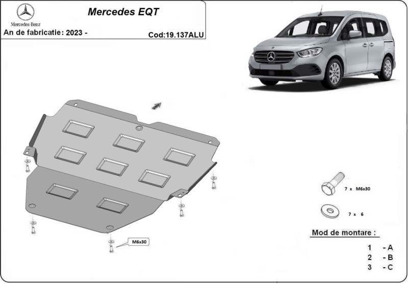 Hliníkový kryt motora Mercedes EQT (2023-2026)