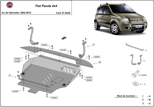 Oceľový kryt motora Fiat Panda 4x4 (2003-2012)