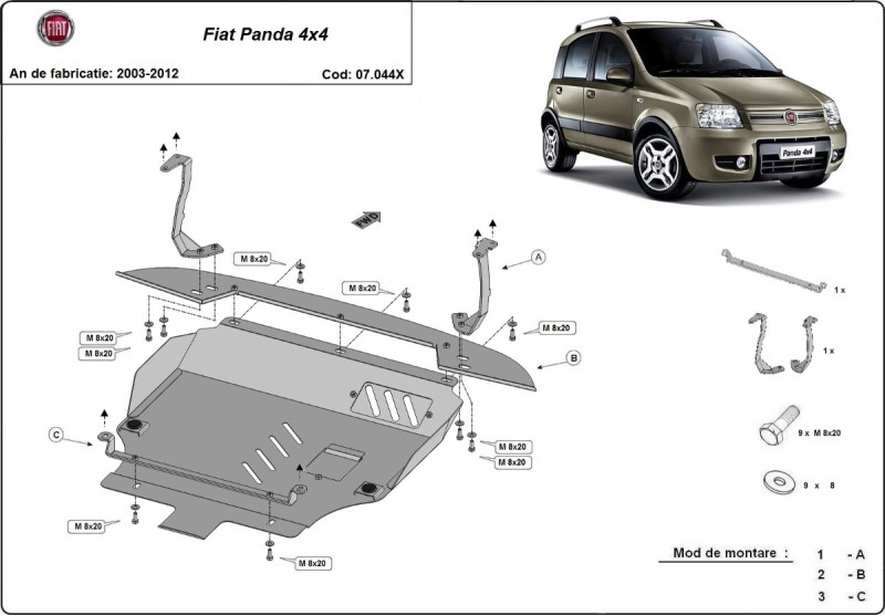 Oceľový kryt motora Fiat Panda 4x4 (2003-2012)