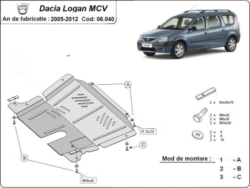 Oceľový kryt motora Dacia Logan I (2005-2012)
