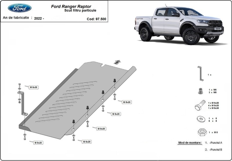 Oceľový kryt DPF Ford Ranger Raptor (2020-2023)