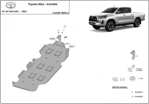 Hliníkový kryt palivovej nádrže Toyota Hilux Invincible (2021-2026)