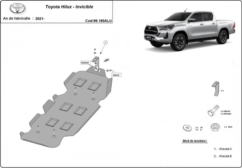 Hliníkový kryt palivovej nádrže Toyota Hilux Invincible (2021-2026)