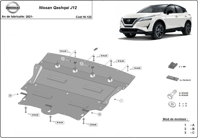 Stalowa Osłona pod silnik Nissan Qashqai J12 (2021-2026)