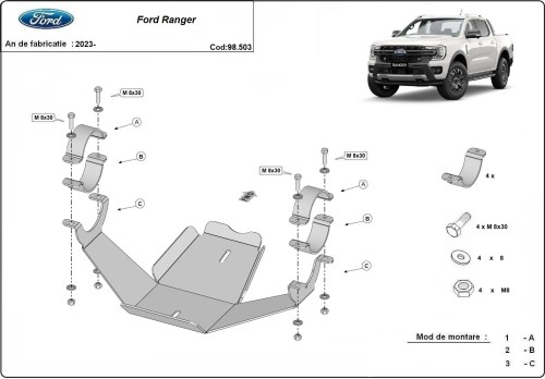 Oceľový kryt diferenciálu Ford Ranger (2023-2026)