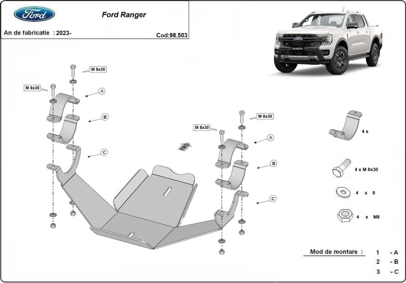 Stalowa Osłona dyferencjału Ford Ranger (2023-2026)