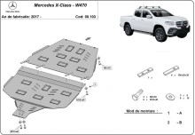 Stalowa Osłona skrzyni biegów i osłonę skrzynki rozdzielczej Mercedes X-Class W470 (2017-2020)