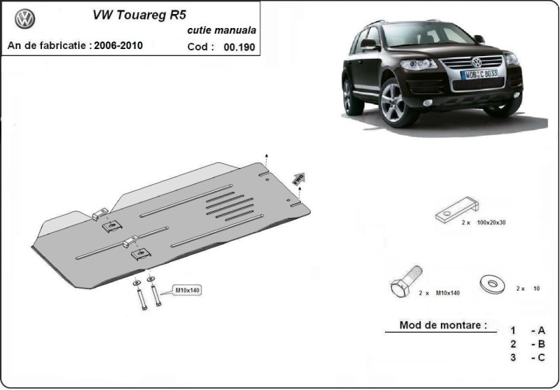 Oceľový kryt motora VW Touran - Automatická prevodovka (2006-2010)