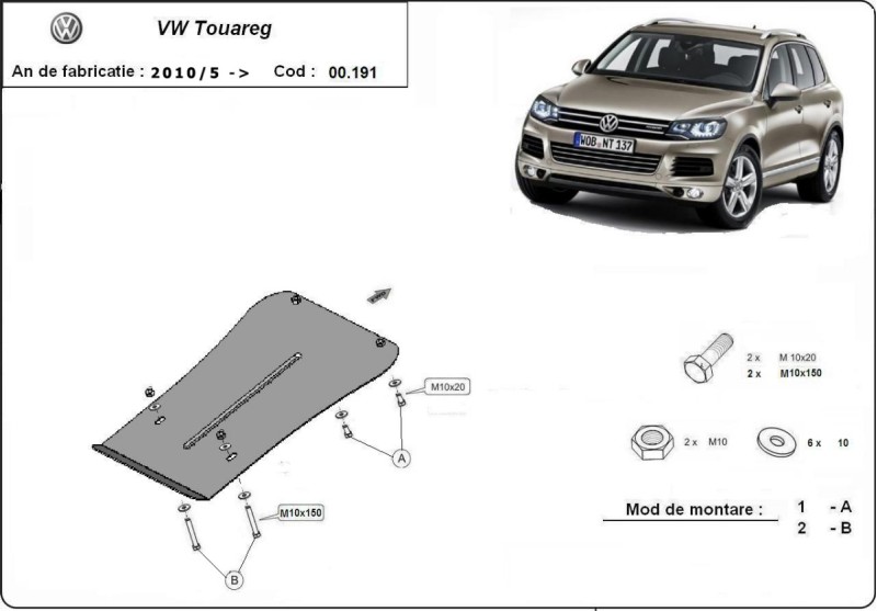 Oceľový kryt prevodovky Volkswagen Touareg (2010-2018)