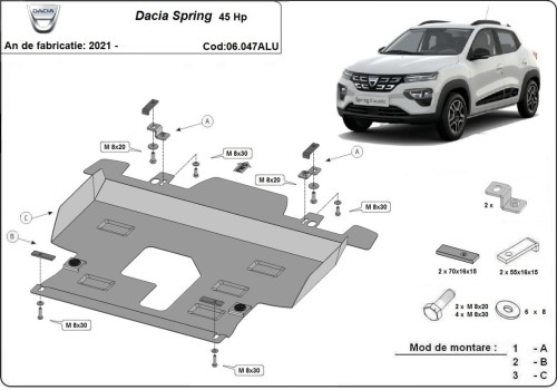 Hliníkový kryt motora Dacia Spring (2021-2026)