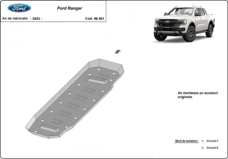 Oceľový kryt palivovej nádrže Ford Ranger (2023-2026)