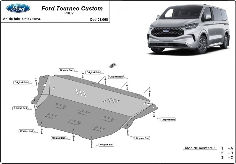 Stalowa Osłona pod silnik Ford Tourneo Custom PHEV (2023-2026)