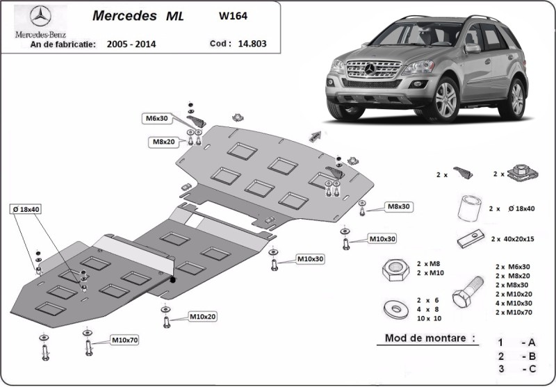 Oceľový kryt motora Mercedes A-Class W177 (2005-2011)