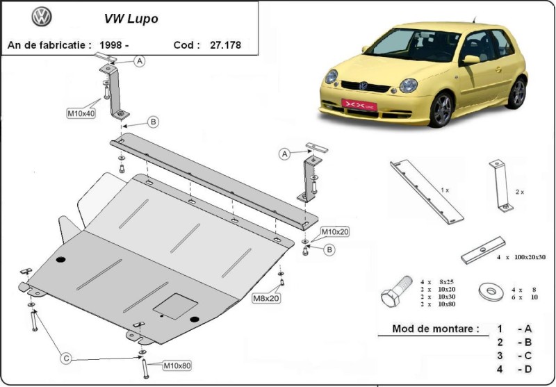 Stalowa Osłona pod silnik VW Lupo (1999-2005)