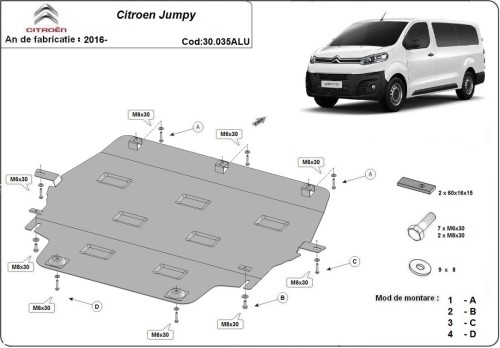 Hliníkový kryt motora Citroen Jumpy (2016-2026) Hliníkový kryt motora Citroen Jumpy (2016-2026)