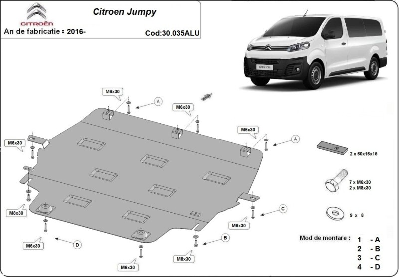 Hliníkový kryt motora Citroen Jumpy (2016-2026)