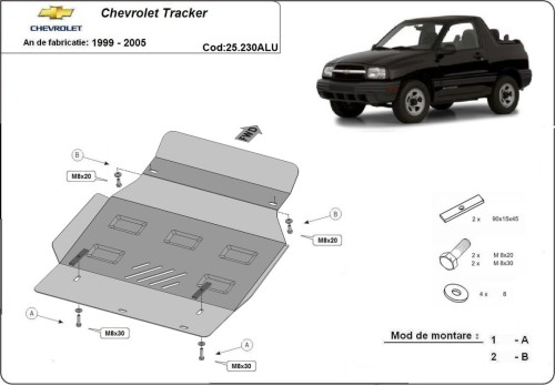 Hliníkový kryt motora Chevrolet Tracker (1999-2005) Hliníkový kryt motora Chevrolet Tracker (1999-2005)