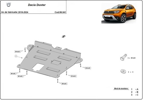 Hliníkový kryt motora Dacia Duster II (2018-2024)