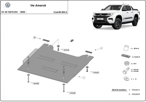 Oceľový kryt prevodovky a reduktora Volkswagen Amarok (2022-2026)