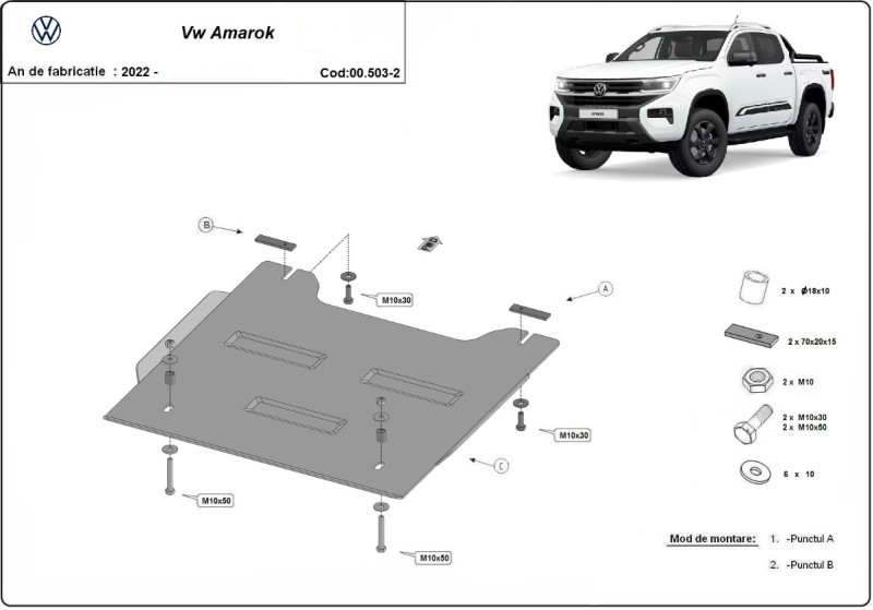 Oceľový kryt prevodovky a reduktora Volkswagen Amarok (2022-2026)