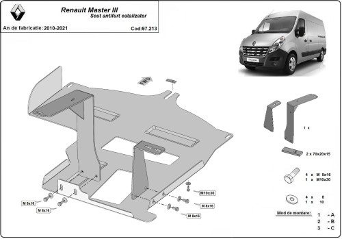 Oceľový kryt katalyzátora Renault Master (2010-2021)