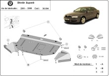 Stalowa Osłona pod silnik Skoda Superb - 1,8 1,9 2,0 TDI (2001-2008)