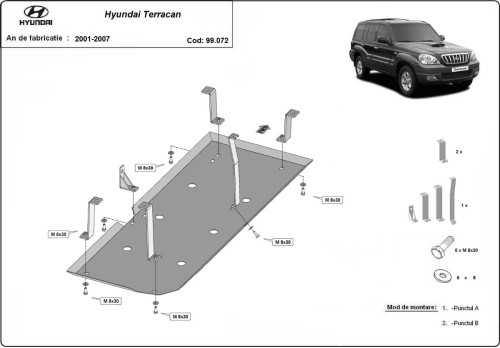 Oceľový kryt palivovej nádrže Hyundai Terracan (2001-2007)