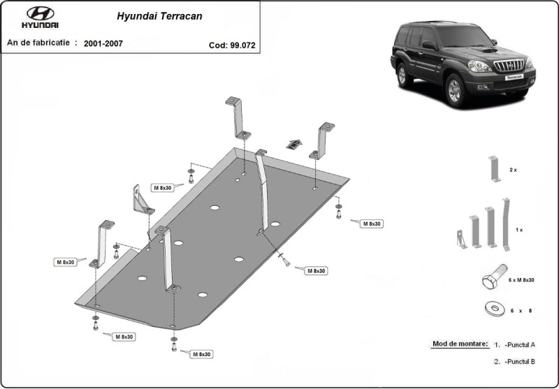 Oceľový kryt palivovej nádrže Hyundai Terracan (2001-2007)