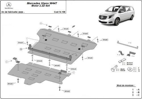 Oceľový kryt motora Mercedes Viano (2020-2026)