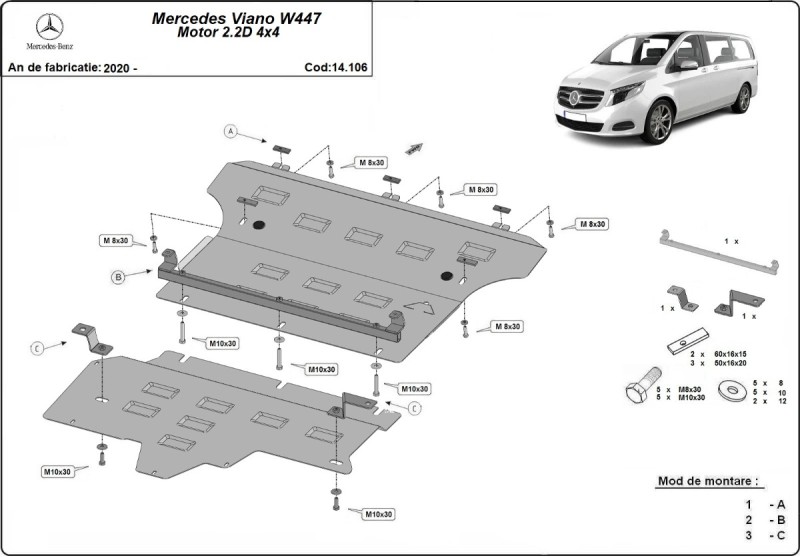 Oceľový kryt motora Mercedes Viano (2020-2026)