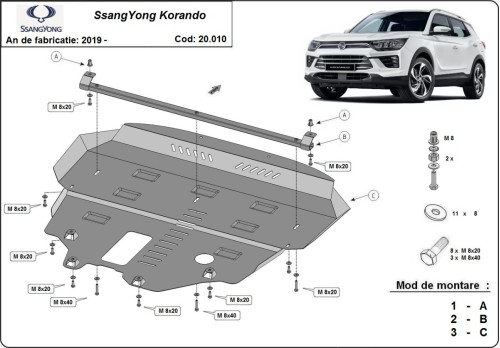 Oceľový kryt motora SsangYong Rexton (2019-2026)