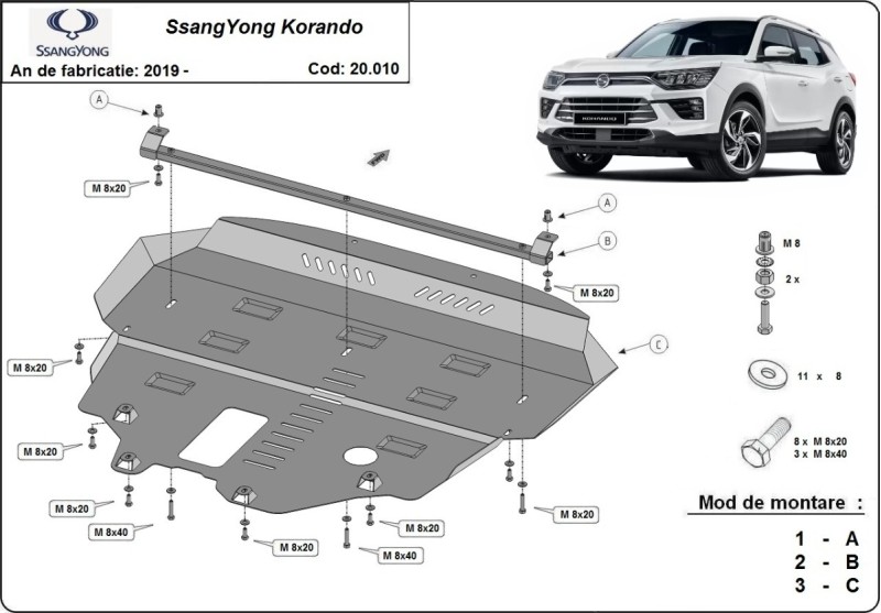 Stalowa Osłona pod silnik SsangYong Korando (2019-2026)