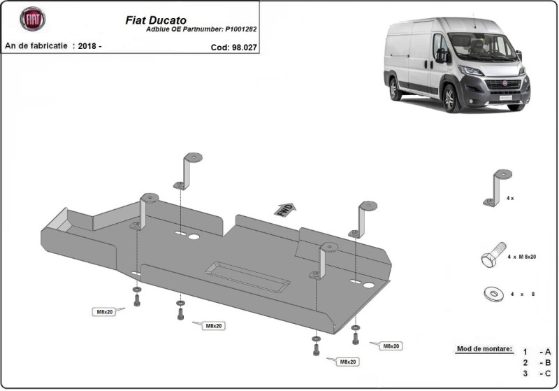 Oceľový kryt AdBlue Fiat Ducato (2018-2026)