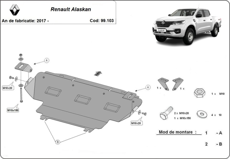 Stalowa Osłona chłodnicy Renault Alaskan (2017-2026)