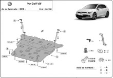 Oceľový kryt motora VW Golf 7 - Automatická prevodovka (2019-2026)