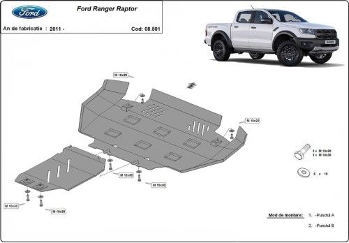 Oceľový kryt motora Ford Ranger Raptor (2020-2023)