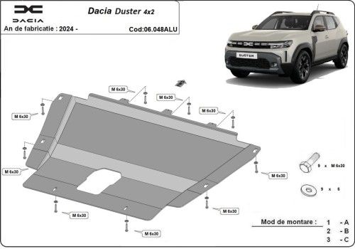 Hliníkový kryt motora Dacia Duster (2024-2026)