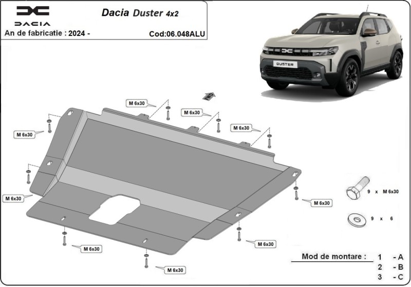Hliníkový kryt motora Dacia Duster (2024-2026)