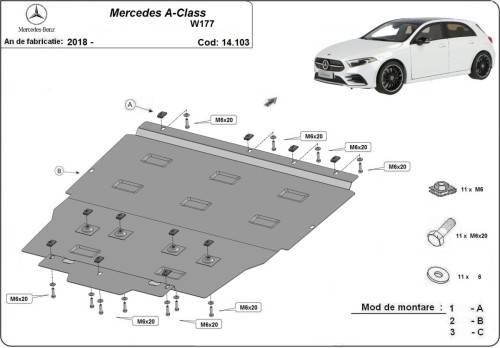 Oceľový kryt motora Mercedes A-Classe W168 (2018-2026)
